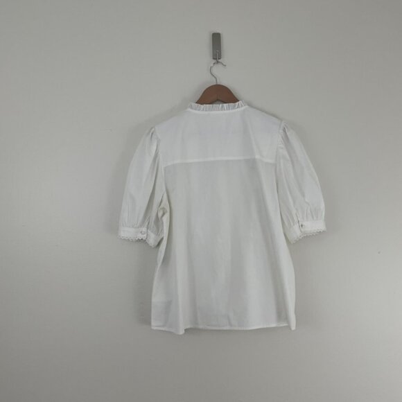Sezane Chemise Waves Button Down Rick Rack Blouse Ecru Size 44 (US 12) - Picture 2 of 6